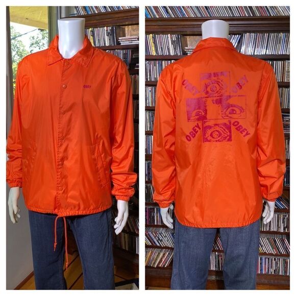 Obey Nylon Windbreaker Snap Front Jacket - Picture 1 of 15